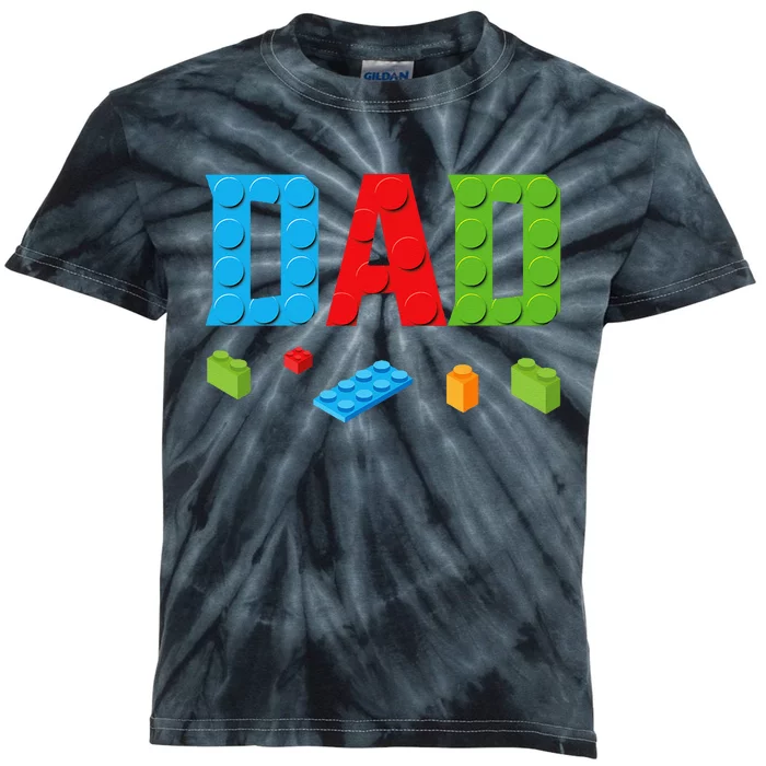 Dad Master Builder Building Bricks Blocks Family Set Parents Kids Tie-Dye T-Shirt