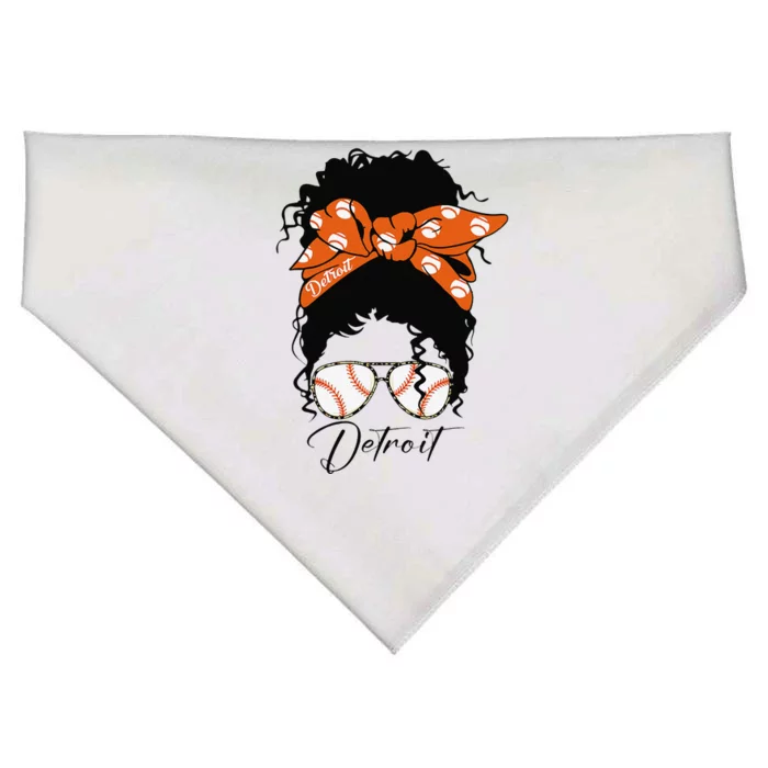 Detroit Messy Bun Baseball Fan Souvenir I Love Detroit USA-Made Doggie Bandana