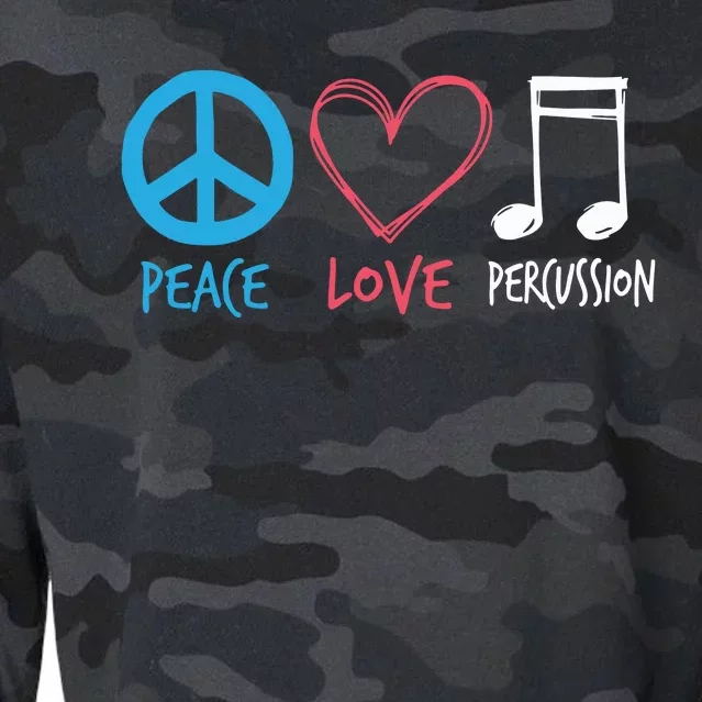 Drumline Marching Band Shirts Peace Love Percussion Cropped Pullover Crew