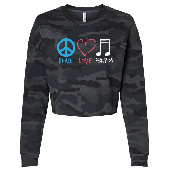 Drumline Marching Band Shirts Peace Love Percussion Cropped Pullover Crew