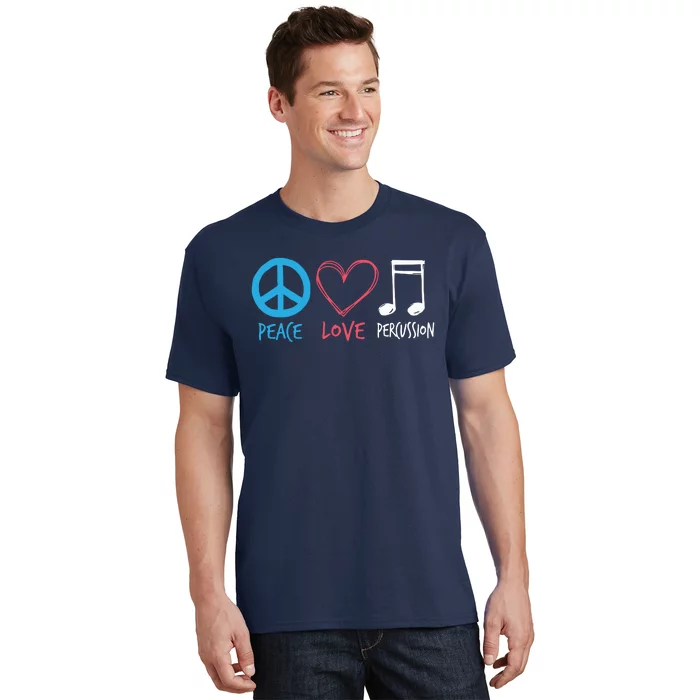 Drumline Marching Band Shirts Peace Love Percussion T-Shirt