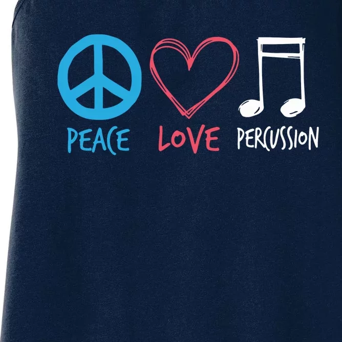 Drumline Marching Band Shirts Peace Love Percussion Women's Racerback Tank