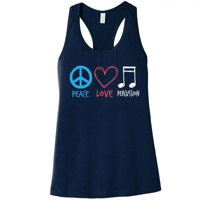 Drumline Marching Band Shirts Peace Love Percussion Women's Racerback Tank