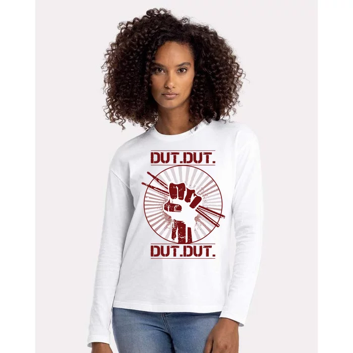 Dut Marching Band Drum Line Musician Womens Cotton Relaxed Long Sleeve T-Shirt