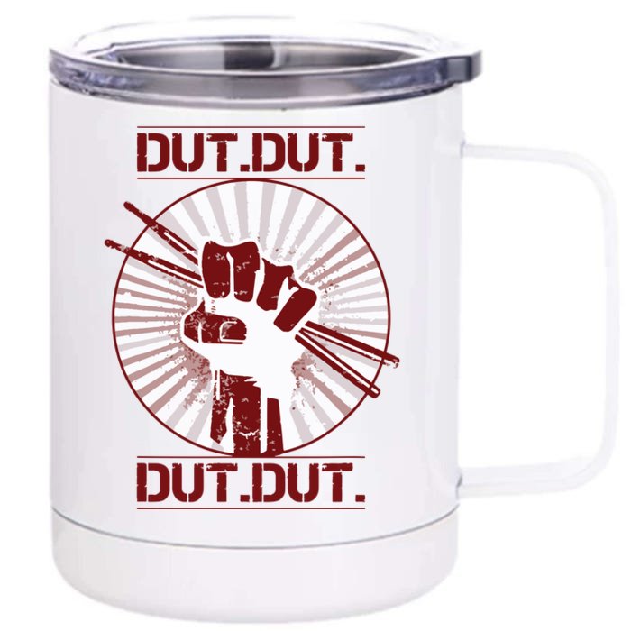 Dut Marching Band Drum Line Musician Front & Back 12oz Stainless Steel Tumbler Cup