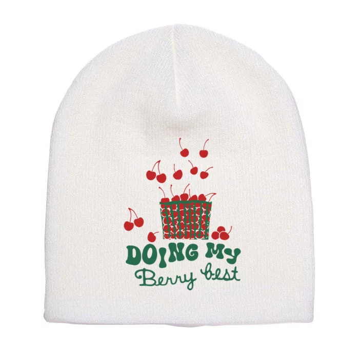 Doing My Berry Best Cherries Vintage Graphic Short Acrylic Beanie