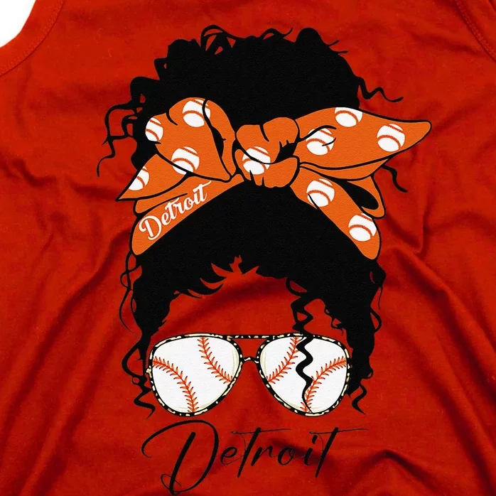 Detroit Messy Bun Baseball Fan Souvenir I Love Detroit Tank Top