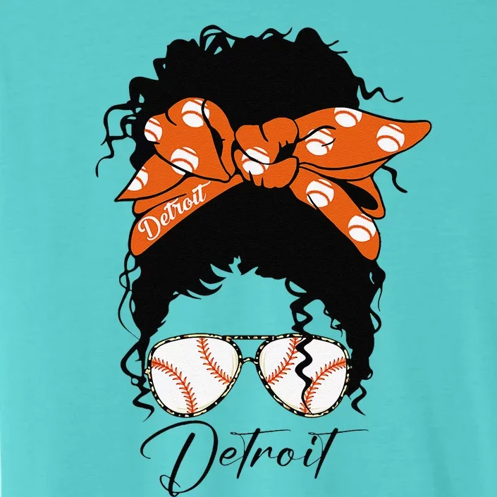 Detroit Messy Bun Baseball Fan Souvenir I Love Detroit ChromaSoft Performance T-Shirt