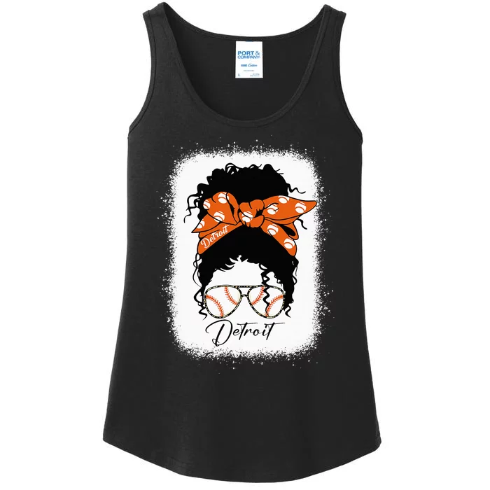 Datroit Messy Bun Bleached I Love Datroit Ladies Essential Tank