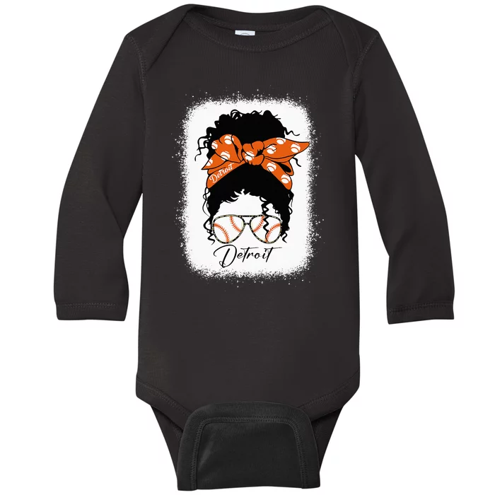 Datroit Messy Bun Bleached I Love Datroit Baby Long Sleeve Bodysuit