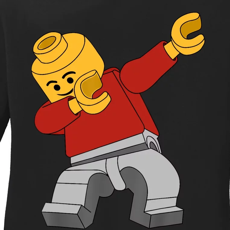 Dabbing Master Builder Funny Building Blocks Bricks Ladies Long Sleeve Shirt