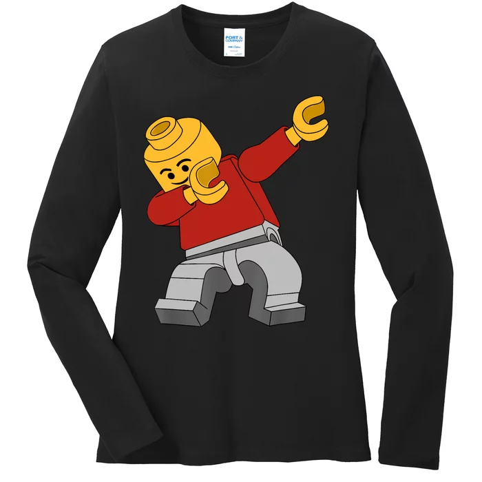 Dabbing Master Builder Funny Building Blocks Bricks Ladies Long Sleeve Shirt