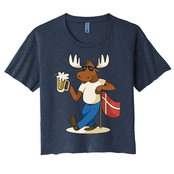 Denmark Moose Beer Women's Crop Top Tee