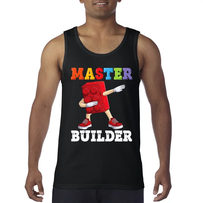 Dabbing Master Builder Funny Building Blocks Bricks Tank Top