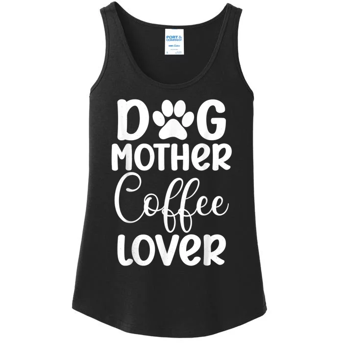 Dog Mother Coffee Lover Funny Graphic Dog Mom Tees For Women Ladies Essential Tank