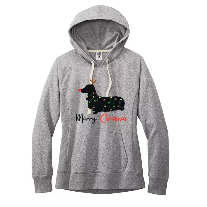 Dachshund Merry Christmas Winter Dogs Christmas Gift Women's Fleece Hoodie