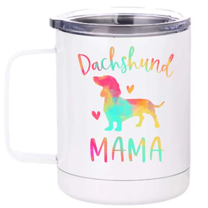 Dachshund Mama Colorful Doxie Funny Gift Dog Mom Gift Front & Back 12oz Stainless Steel Tumbler Cup