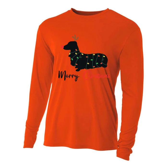 Dachshund Merry Christmas Winter Dogs Christmas Gift Cooling Performance Long Sleeve Crew