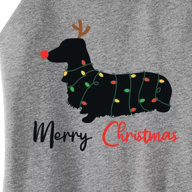 Dachshund Merry Christmas Winter Dogs Christmas Gift Women’s Perfect Tri Rocker Tank