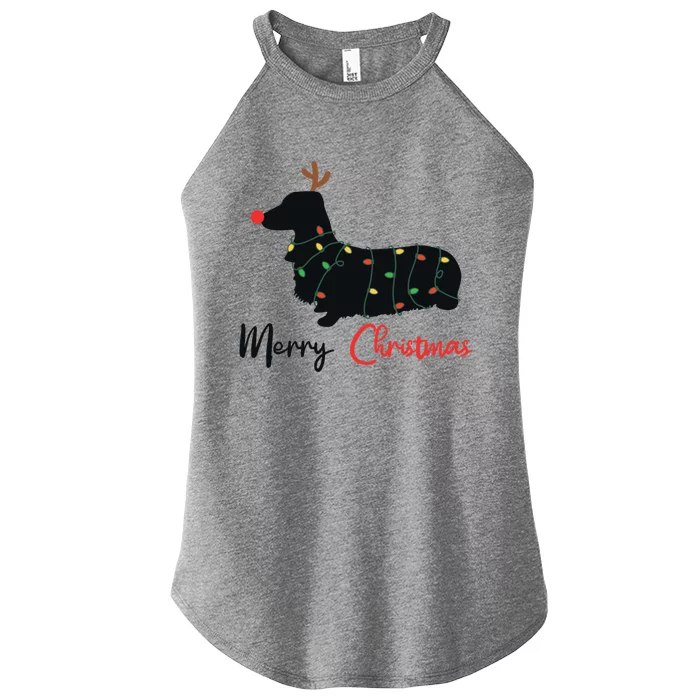 Dachshund Merry Christmas Winter Dogs Christmas Gift Women’s Perfect Tri Rocker Tank