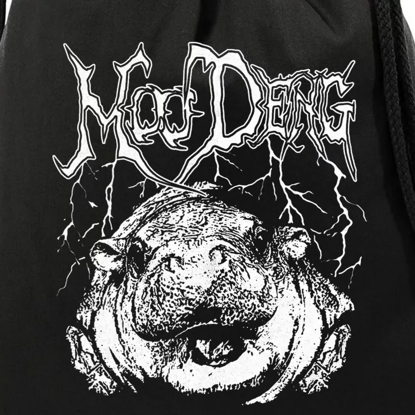 Death Metal Cute Baby Hippo Moo Deng Hippopotamus Drawstring Bag