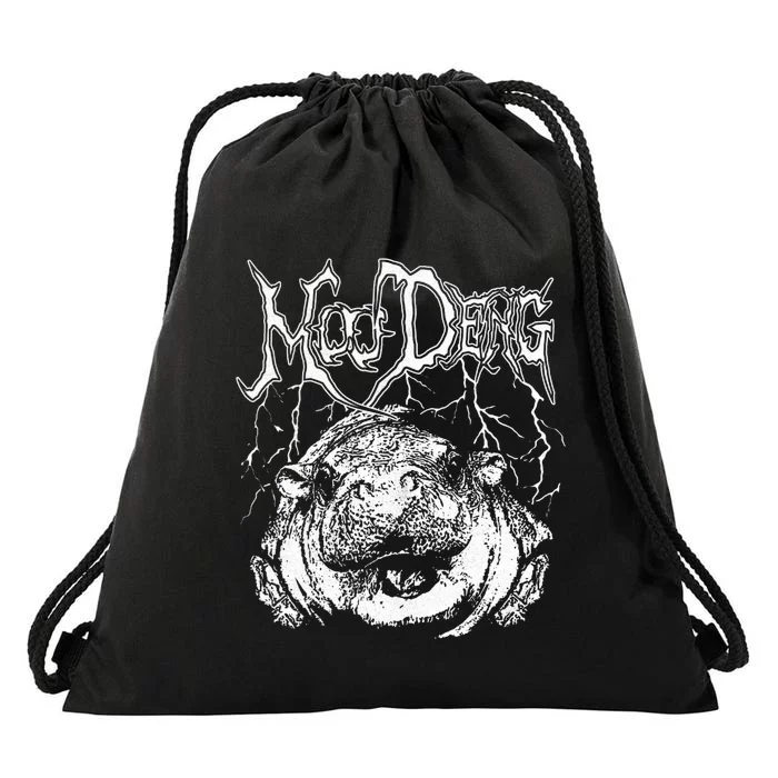 Death Metal Cute Baby Hippo Moo Deng Hippopotamus Drawstring Bag