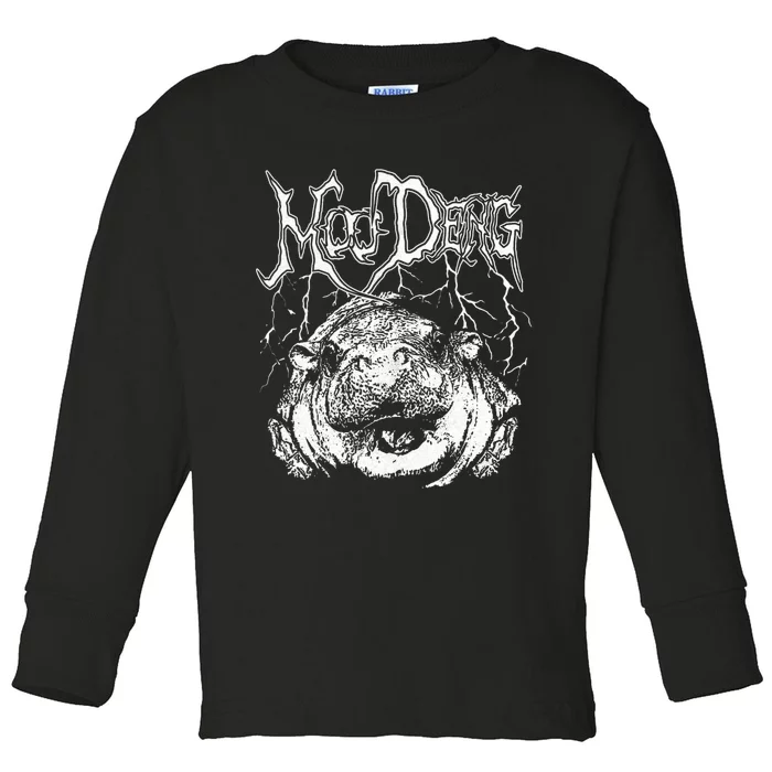 Death Metal Cute Baby Hippo Moo Deng Hippopotamus Toddler Long Sleeve Shirt