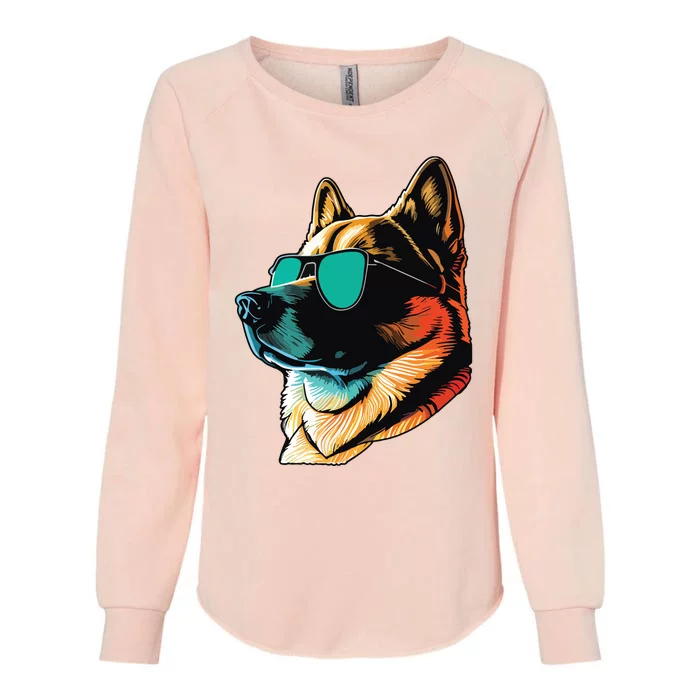 Dad Mom Cool Dog Sunglasses Akita Womens California Wash Sweatshirt