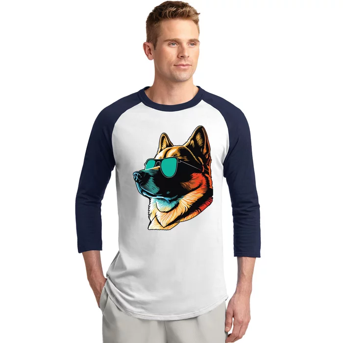 Dad Mom Cool Dog Sunglasses Akita Baseball Sleeve Shirt