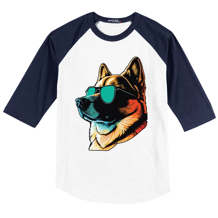 Dad Mom Cool Dog Sunglasses Akita Baseball Sleeve Shirt