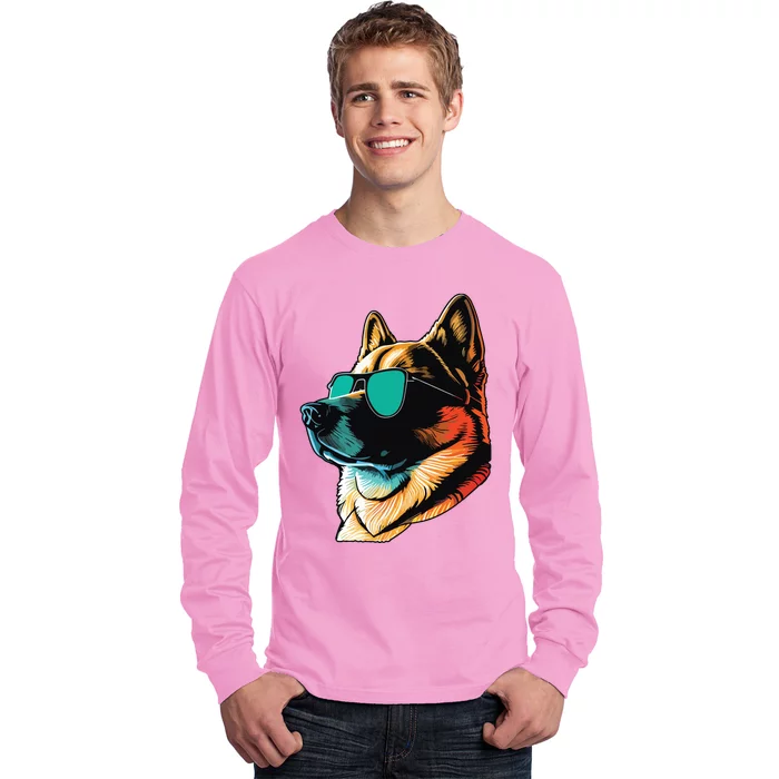 Dad Mom Cool Dog Sunglasses Akita Long Sleeve Shirt