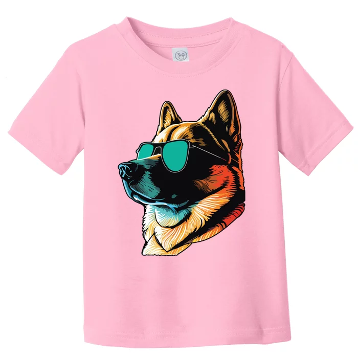 Dad Mom Cool Dog Sunglasses Akita Toddler T-Shirt