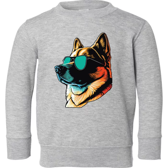 Dad Mom Cool Dog Sunglasses Akita Toddler Sweatshirt