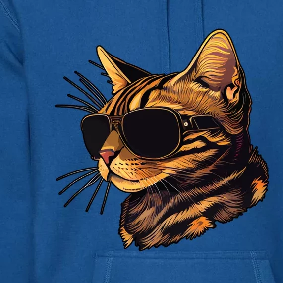 Dad Mom Cat Sunglasses Bengal Cat Funny Gift Premium Hoodie