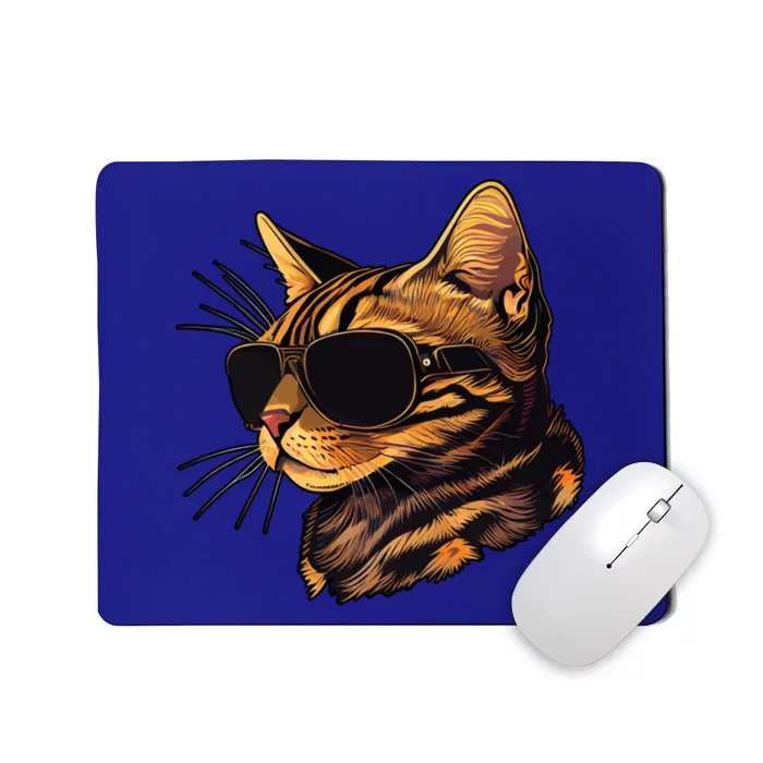 Dad Mom Cat Sunglasses Bengal Cat Funny Gift Mousepad