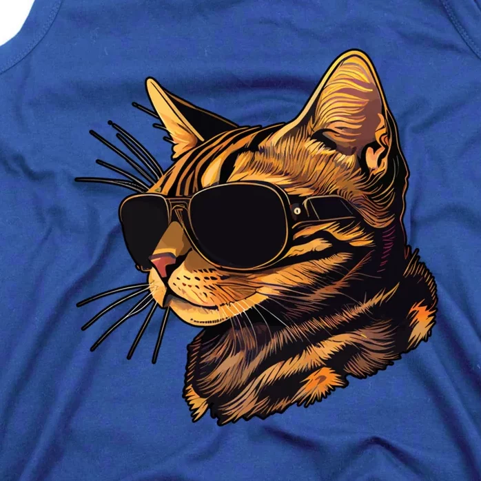 Dad Mom Cat Sunglasses Bengal Cat Funny Gift Tank Top