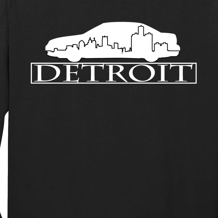 Detroit Motor City Skyline Car Long Sleeve Shirt