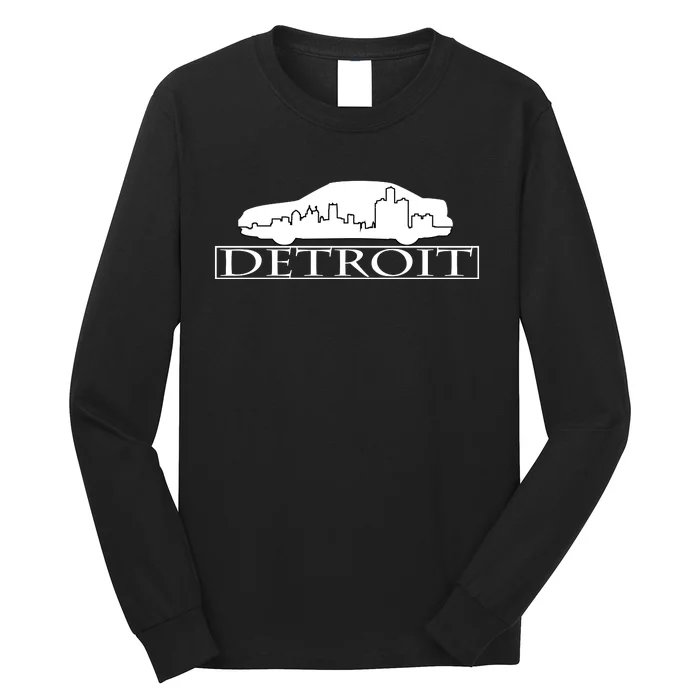 Detroit Motor City Skyline Car Long Sleeve Shirt