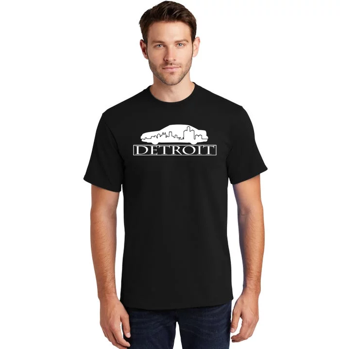 Detroit Motor City Skyline Car Tall T-Shirt