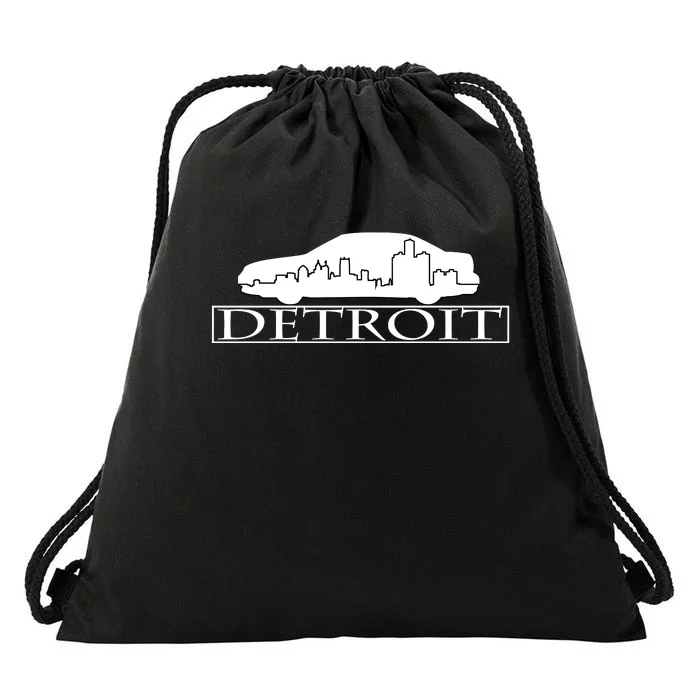 Detroit Motor City Skyline Car Drawstring Bag