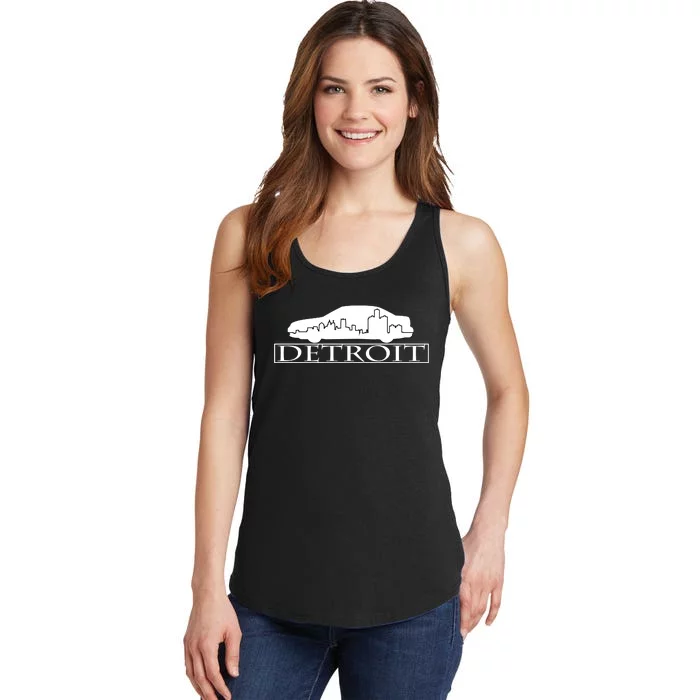 Detroit Motor City Skyline Car Ladies Essential Tank