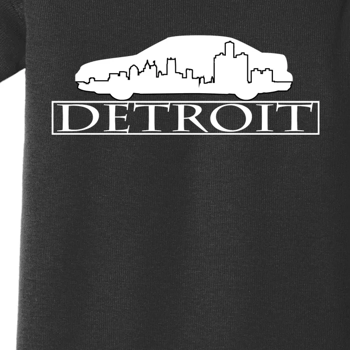 Detroit Motor City Skyline Car Baby Bodysuit