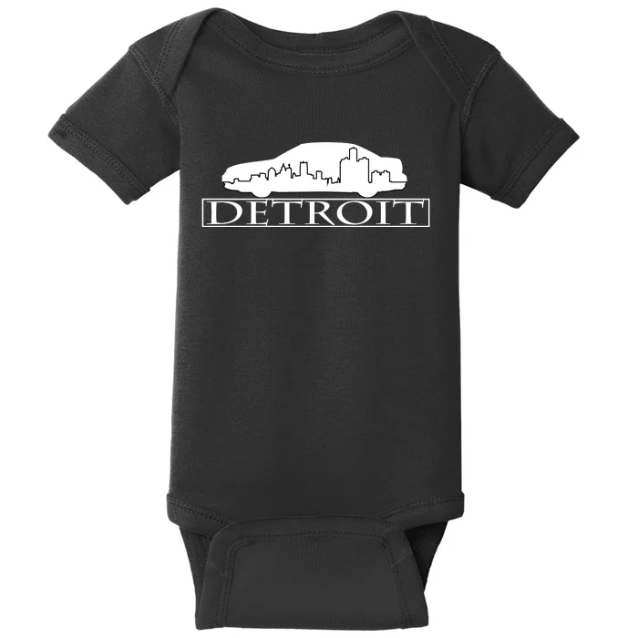 Detroit Motor City Skyline Car Baby Bodysuit