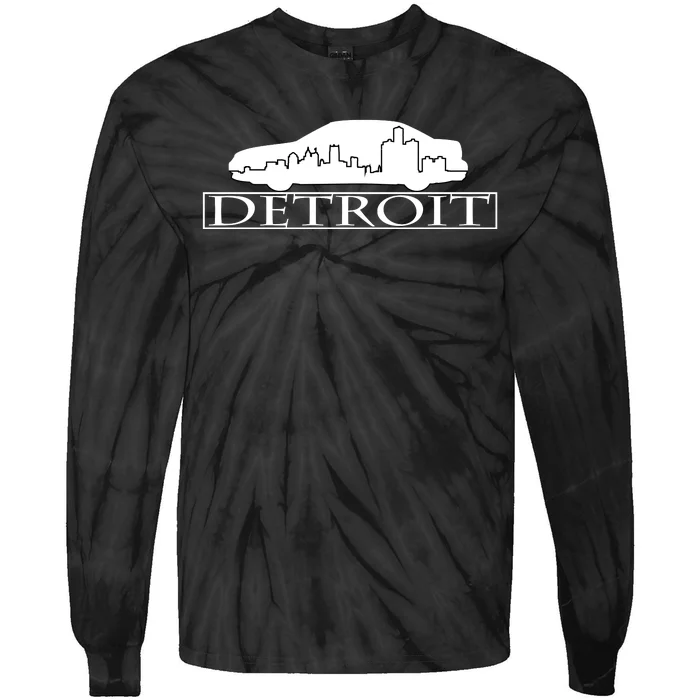 Detroit Motor City Skyline Car Tie-Dye Long Sleeve Shirt