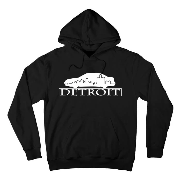 Detroit Motor City Skyline Car Tall Hoodie