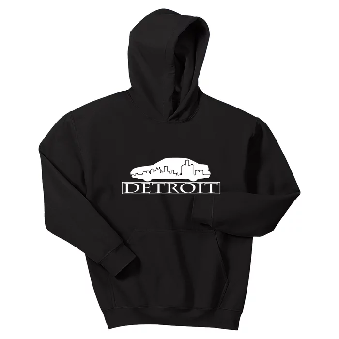 Detroit Motor City Skyline Car Kids Hoodie