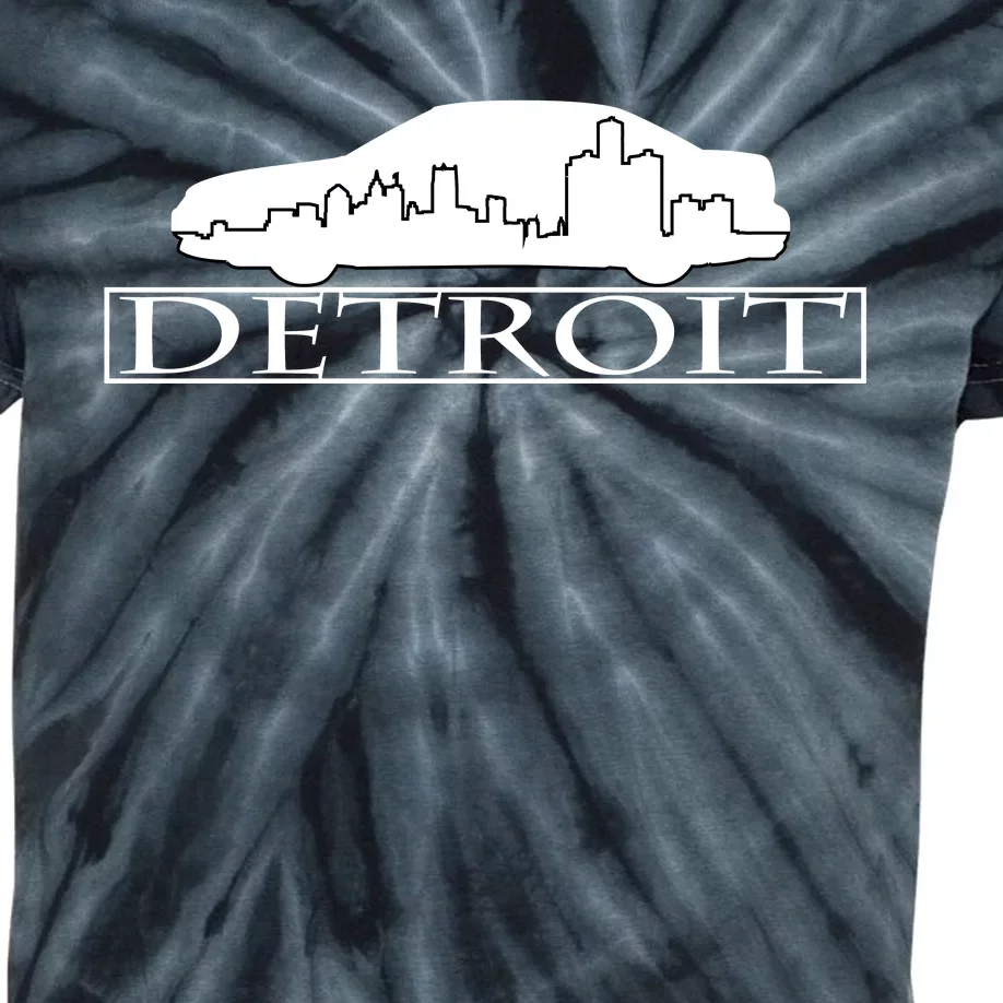 Detroit Motor City Skyline Car Kids Tie-Dye T-Shirt