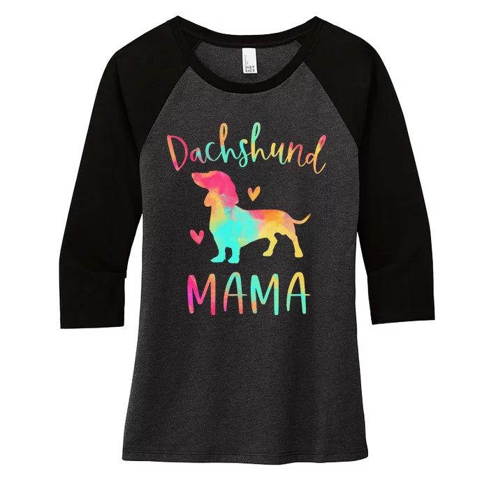 Dachshund Mama Colorful Doxie Gifts Dog Mom Women's Tri-Blend 3/4-Sleeve Raglan Shirt