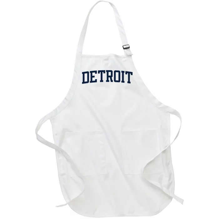 Detroit Michigan Collegiate Style Varsity Block Letter Full-Length Apron With Pocket