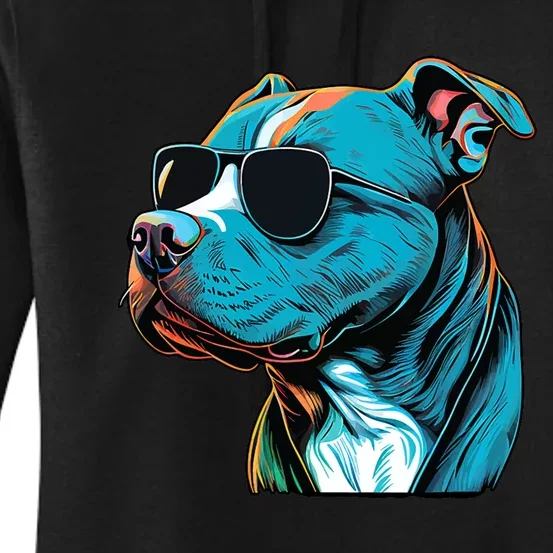 Dad Mom Cool Dog Sunglasses Pitbull Women's Pullover Hoodie